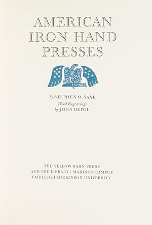 Seller image for American Iron Hand Presses for sale by James Cummins Bookseller, ABAA