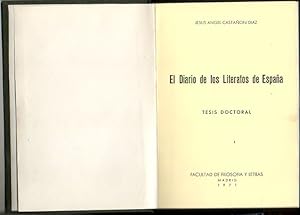 Imagen del vendedor de EL DIARIO DE LOS LITERATOS DE ESPAA. TESIS DOCTORAL. a la venta por Librera Javier Fernndez