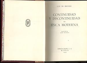 Imagen del vendedor de CONTINUIDAD Y DISCONTINUIDAD EN LA FISICA MODERNA. a la venta por Librera Javier Fernndez