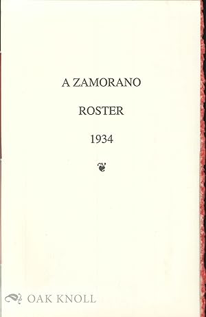 Imagen del vendedor de ZAMORANO ROSTER.|A a la venta por Oak Knoll Books, ABAA, ILAB