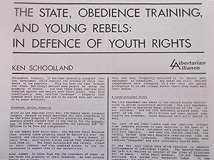 Imagen del vendedor de The State, Obedience Training, and Young Rebels: In Defence of Youth Rights (Libertarian Alliance Educational Notes No. 1) a la venta por Bloomsbury Books