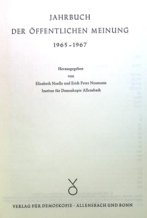 Bild des Verkufers fr Jahrbuch der ffentlichen Meinung 1965-1967. zum Verkauf von books4less (Versandantiquariat Petra Gros GmbH & Co. KG)