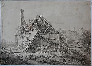 Antique printdrawing | A destroyed farm, published 1821, 1 p.