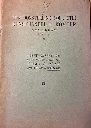 Tentoonstelling Collectie Kunsthandel D. Komter Amsterdam, Rokin 98, 1 - 22 sept. 1924 in de veil...