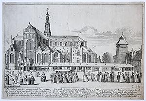Antique print, etching | The Saint Bavo Church from the south East (Sint Bavo kerk zuid-oost), pu...