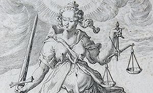 [Antique print, engraving] Justice/Rechtvaardigheid, published ca. 1598.