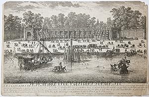 [Antique etching, ets] N. Langlois, Les cascades de Fontainebleau (Waterval bij Fontainebleau, Pa...
