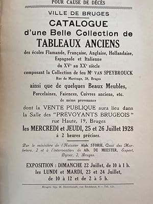 [Catalogue] Ville de Bruges, Catalogue d' une Belle Collection de Tableaux Anciens (.) composant ...