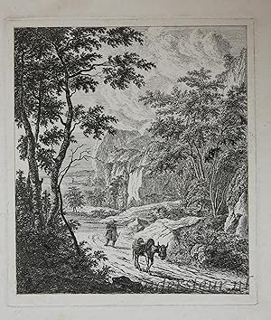 [Original etching, ets] J.E. v. Cuylenburgh. Landscape with a donkey, published 1818.