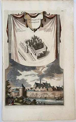 Handgekleurde gravure/Handcoloured engraving Jan Goeree - 't Betanie-Klooster (Bethaniënklooster ...