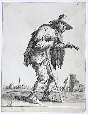 [Antique print, etching] A beggar [6] (Set title: Beggars and Peasants, 26 plates), published ca....