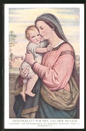 Ansichtskarte Gedenkblatt für den Tag der Mutter, Erziehungs- und Schulorganisation der Katholike...