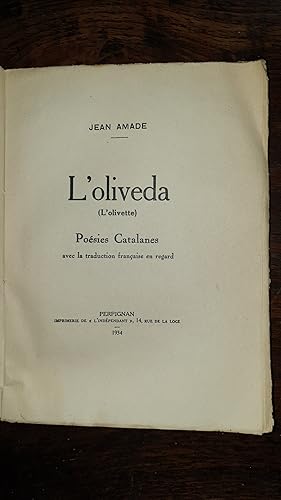 Seller image for L'OLIVEDA (L'OLIVETTE). Posies catalanes avec la traduction franaise en regard. for sale by AHA BOOKS