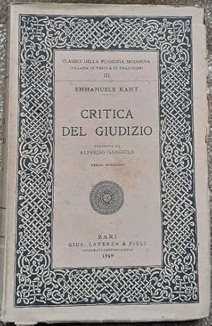 Immagine del venditore per CRITICA DEL GIUDIZIOTERZA EDIZ., venduto da Libreria antiquaria Pagine Scolpite