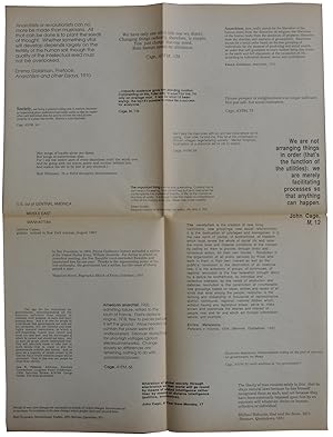 A lecture by John Cage. Saturday, February 27, 1988. Crowell Concert Hall, Center for the Arts. W...
