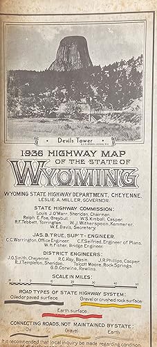 1936 Highway Map of the State of Wyoming