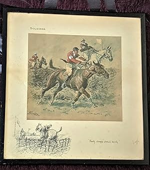 ANTIQUE SNAFFLES CHARLES JOHNSON PAYNE PENCIL SIGNED PRINT SOLDIERS ...