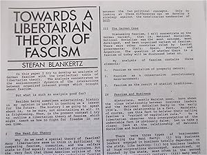 Seller image for Towards a Libertarian Theory of Fascism (Libertarian Alliance Historical Notes No. 1) for sale by Bloomsbury Books