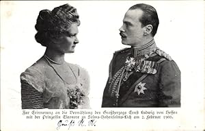 Ansichtskarte / Postkarte Großherzog Ernst Ludwig von Hessen, Prinzessin Eleonore, Vermählung 02....