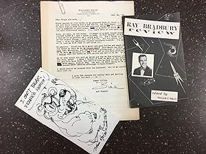 THREE ITEMS SIGNED BY WILLIAM F. NOLAN, INCLUDING THE RAY BRADBURY REVIEW, A NAPKIN DRAWING OF A ...