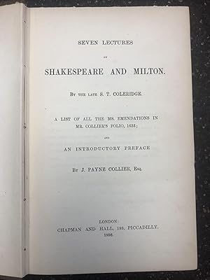 Image du vendeur pour SEVEN LECTURES ON SHAKESPEARE AND MILTON mis en vente par Second Story Books, ABAA