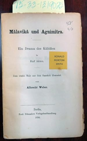 Seller image for Malavika und Agnimitra [Ein Drama des Kalidasa in funf Akten] for sale by Second Story Books, ABAA