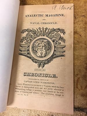 Bild des Verkufers fr ANALECTIC MAGAZINE AND NAVAL CHRONICLE [RICHARD RUSH'S COPY] zum Verkauf von Second Story Books, ABAA