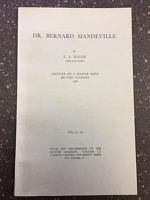 Bild des Verkufers fr DR. BERNARD MANDEVILLE zum Verkauf von Second Story Books, ABAA