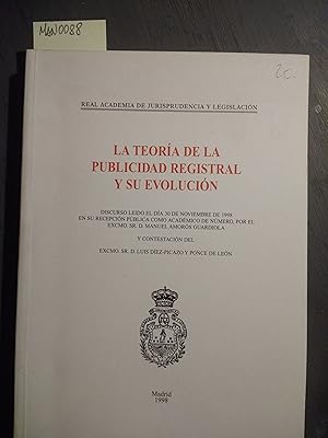 Imagen del vendedor de LA TEORIA DE LA PUBLICIDAD REGISTRAL Y SU EVOLUCION. a la venta por LIBRERIA CLIO