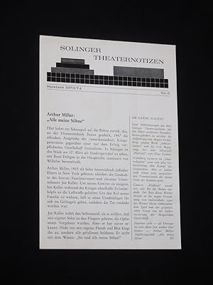 Seller image for Solinger Theaternotizen, Nr. 6, Spielzeit 1973/74 for sale by Fast alles Theater! Antiquariat fr die darstellenden Knste