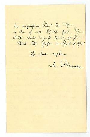 Seller image for Autograph letter signed ("M. Planck"). for sale by Antiquariat INLIBRIS Gilhofer Nfg. GmbH