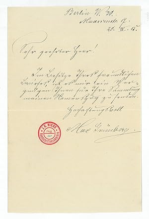 Immagine del venditore per Eigenh. Brief mit U. venduto da Antiquariat INLIBRIS Gilhofer Nfg. GmbH