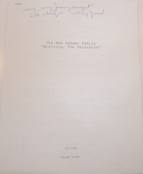 Imagen del vendedor de The New Addams Family. "Morticia, The Decorator." Printed First Draft with MS comments & corrections, 10/7/1998. a la venta por Wittenborn Art Books