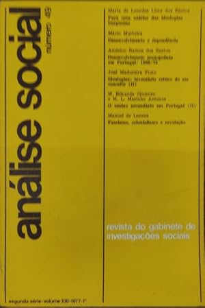 ANÁLISE SOCIAL, REVISTA DO GABINETE DE INVESTIGAÇÕES SOCIAIS, N.º 049, 1977.