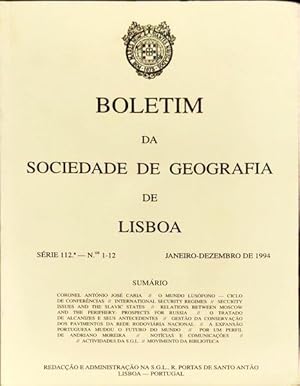 Seller image for BOLETIM DA SOCIEDADE DE GEOGRAFIA DE LISBOA, N. 1-12, JANEIRO-DEZEMBRO 1994. for sale by Livraria Castro e Silva