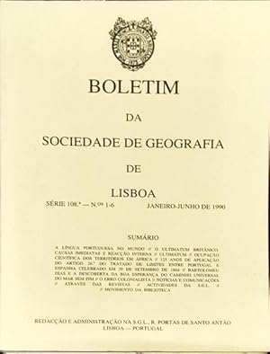 Seller image for BOLETIM DA SOCIEDADE DE GEOGRAFIA DE LISBOA, N. 1-6, JANEIRO-JUNHO 1990. for sale by Livraria Castro e Silva