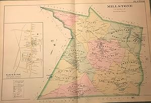 MILLSTONE TOWNSHIP/NAVESINK (MIDDLETOWN TOWNSHIP) NJ MAP. FROM WOLVERTON'S "ATLAS OF MONMOUTH COU...