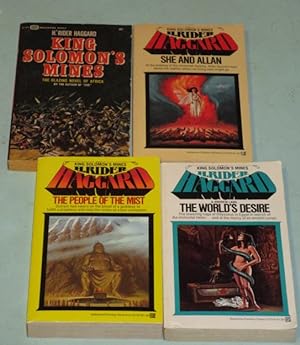 Seller image for H. Rider Haggard (grouping): King Solomon's Mines; (with) She and Allan; (with) The People of the Mist; (with) The World's Desire; -(four soft covers from H. Rider Haggard)- for sale by Nessa Books