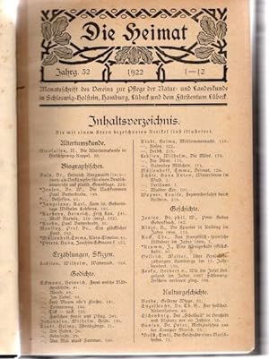 Die Heimat. Monatsschrift Jahrgang 32 - Nr.1-12 1922 bis Jahrgang 33 - Nr.1-12 1923 in einem Buch...