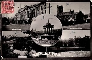 Ansichtskarte / Postkarte Burnley North West England, The Centre, Parish Church, Queens Park, Sco...