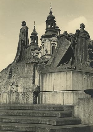 Czech Republic Prague Church of Saint Nicholas Jan Hus Monument Old Photo 1935