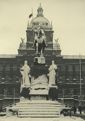 Czech Republic Prague National Museum Statue of Saint Wenceslas Old Photo 1935