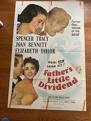 Imagen del vendedor de Father's Little Dividend One Sheet 1951 Spencer Tracy, Joan Bennett a la venta por AcornBooksNH