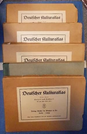 Bild des Verkufers fr Deutscher Kulturatlas. 5 Bnde cpl. 1. Band: Vorzeit und Frhzeit (bis zum Jahre 1000 n. Chr.) 2. Band: Vom Ritter zum Patrizier 3. Band: Vom Humanismus zum Rokoko 4. Band: Von Goethe bis Bismarck 5. Band: Aufbau der Gegenwart/ Kaiserreich und Weltkrieg zum Verkauf von Eugen Kpper