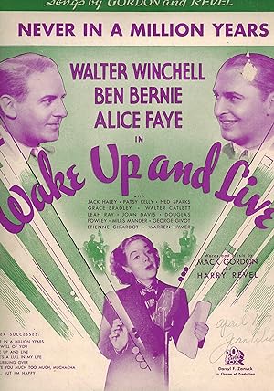 Never in a Million Years - Sheet Music from Wake Up and Live - Alice Faye, Walter Winchell and Be...