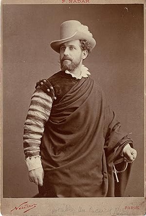 Image du vendeur pour Photographic portrait card, unnamed, but believed to be French stage actor, Albert Lambert. In costume of Hugo's "Hernani" mis en vente par J. Patrick McGahern Books Inc. (ABAC)