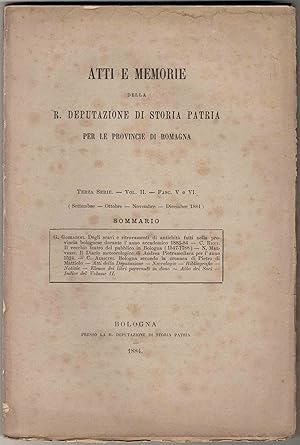 Atti e memorie della R. Deputazione di Storia Patria per le provincie di Romagna. Terza serie. Vo...