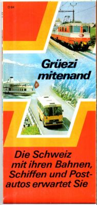 Image du vendeur pour Grezi mitenand. Die Schweiz mit ihren Bahnen, Schiffen und Postautos erwartet Sie. mis en vente par Leonardu