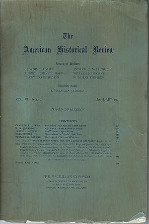 Immagine del venditore per AMERICAN HISTORICAL REVIEW Vol. VI, No. 2 January 1901 venduto da MyLibraryMarket