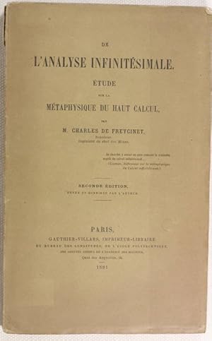 De l'analyse infinitésimale. Etude sur la métaphysique du haut calcul